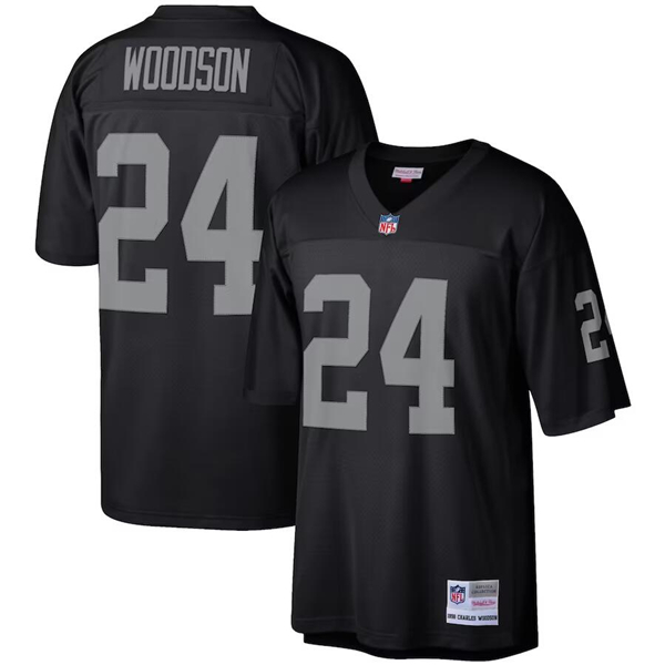Las Vegas Raiders #24 Charles Woodson Black Mitchell Ness Stitched Jersey - Zenithce