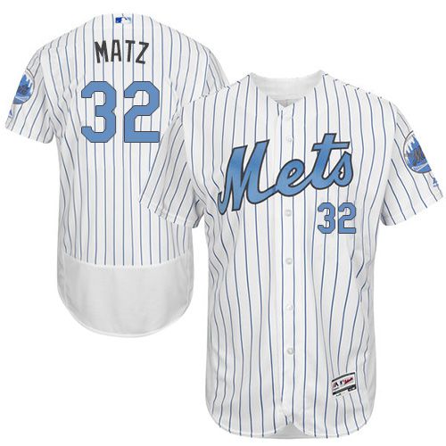 Mets #32 Steven Matz White(Blue Strip) Flexbase Authentic Collection 2016 Father's Day Stitched Jersey - Zenithce