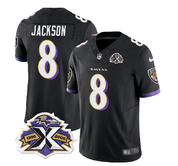 Baltimore Ravens #8 Lamar Jackson Black 2023 F.U.S.E With Patch Throwback Vapor Limited Stitched Jersey - Zenithce