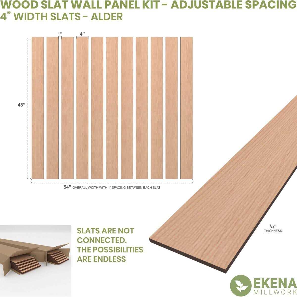 Ekena Millwork Adjustable Wood Slat Wall Panel Kit Slats - Zenithce