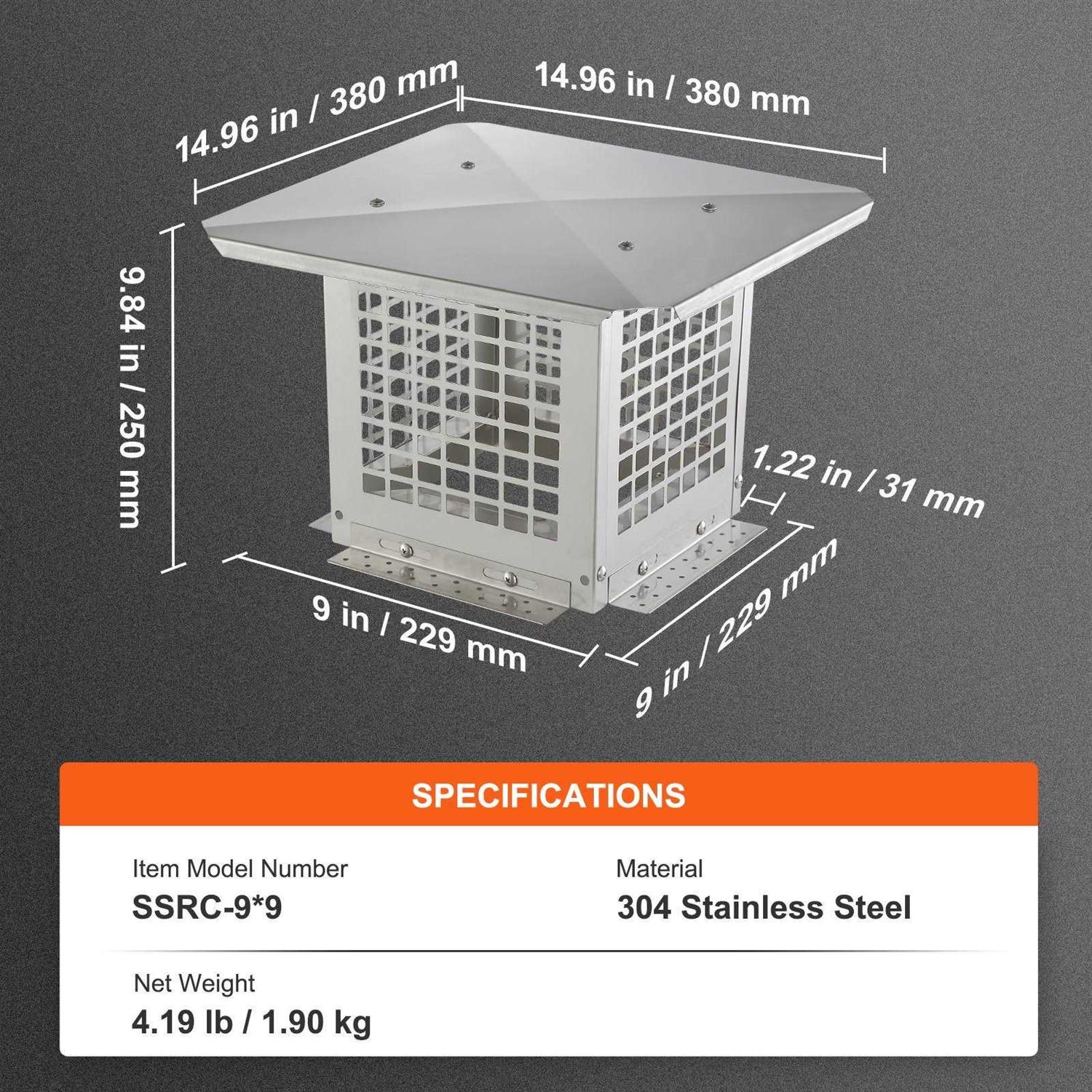 VEVOR Chimney Cap Practical Accessories & Easy Installation - Zenithce