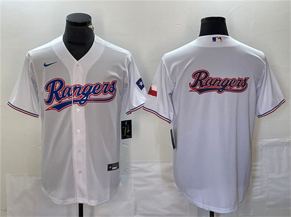 Texas Rangers White Team Big Logo With Patch Cool Base Stitched Jersey - Zenithce