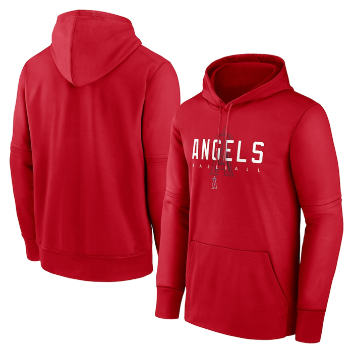 Los Angeles Angels Red Pregame Performance Pullover Hoodie - Zenithce