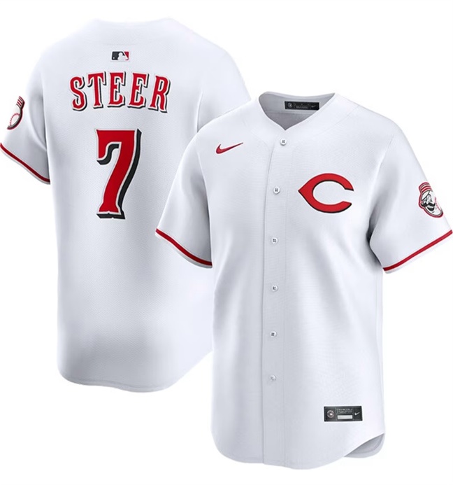 Cincinnati Reds #7 Spencer Steer White 2025 Home Limited Stitched Jersey - Zenithce