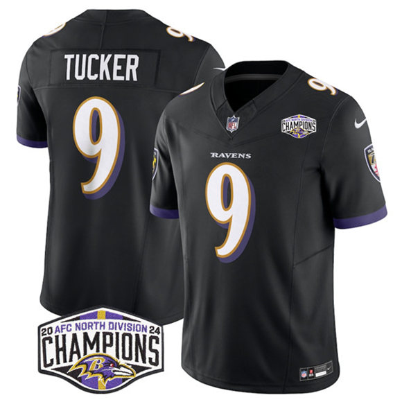Baltimore Ravens #9 Justin Tucker Black F.U.S.E. 2024 AFC North Division Champions Vapor Limited Jersey - Zenithce