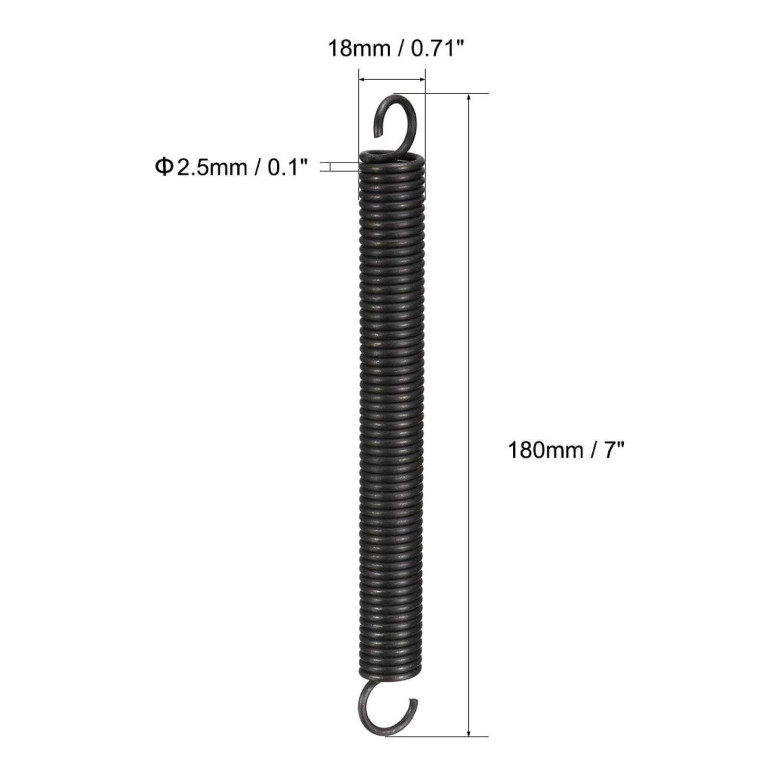 uxcell Extension Spring 2.5mm Wire Dia 18mm OD Free Length Spring Steel Small Dual Hook Tension Spring - Zenithce