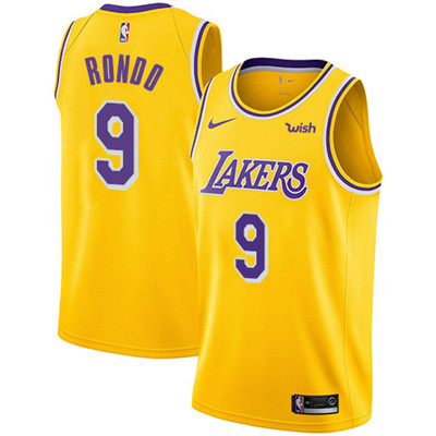 Los Angeles Lakers #9 Rajon Rondo Gold Swingman Icon Edition Jersey - Zenithce