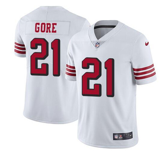 San Francisco 49ers #21 Frank Gore White Stitched Jersey - Zenithce