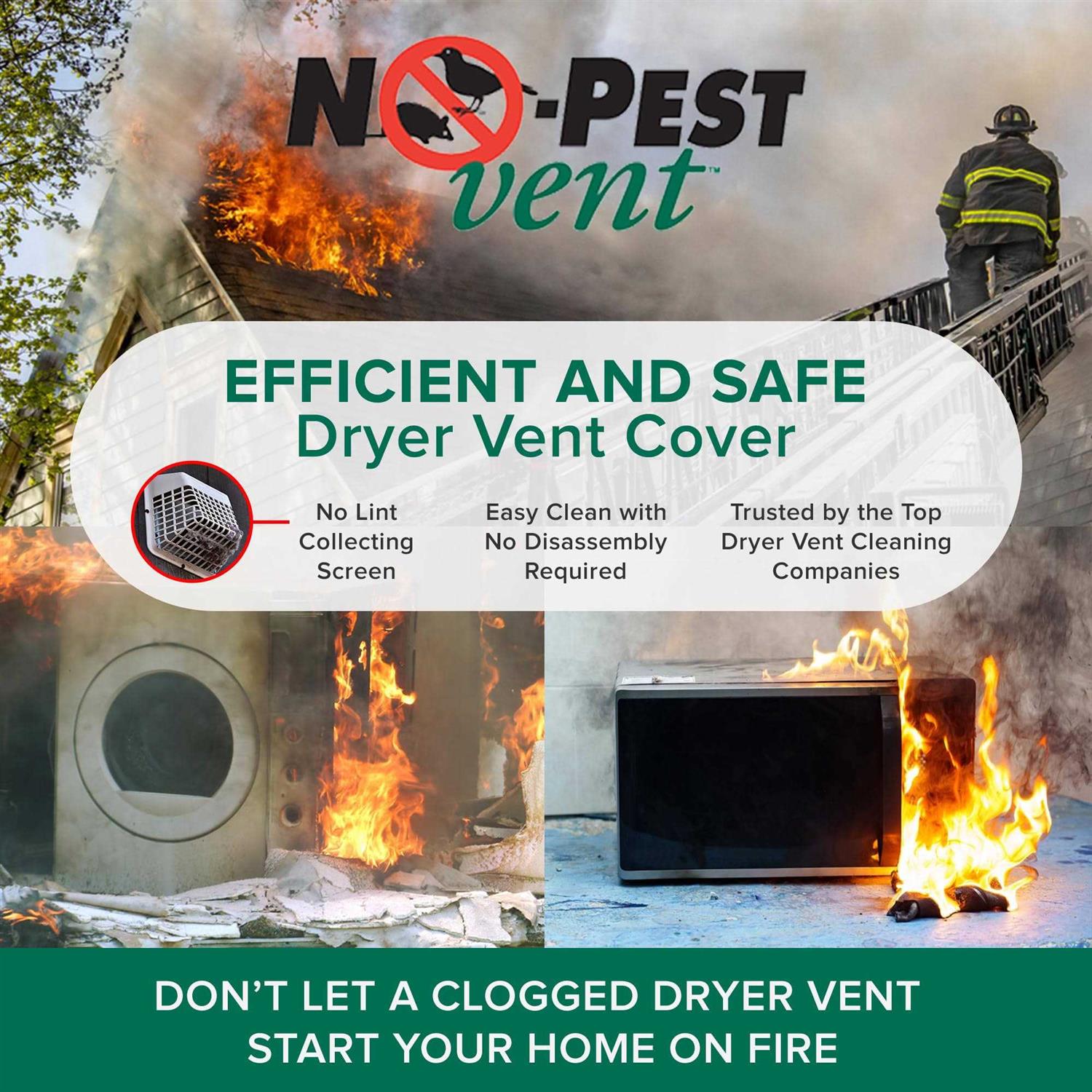 No-Pest 4 In. White Plastic Wide Mount Dryer Vent Hood - Zenithce