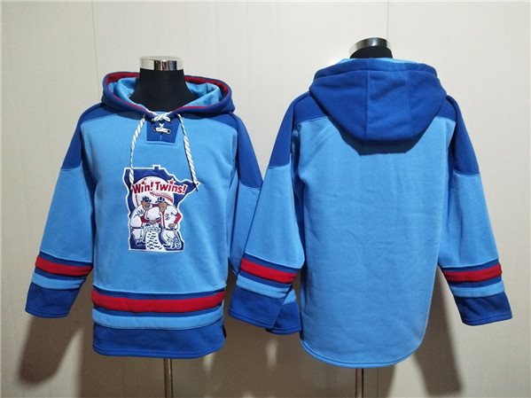 Minnesota Twins Blank Blue Ageless Must-Have Lace-Up Pullover Hoodie - Zenithce