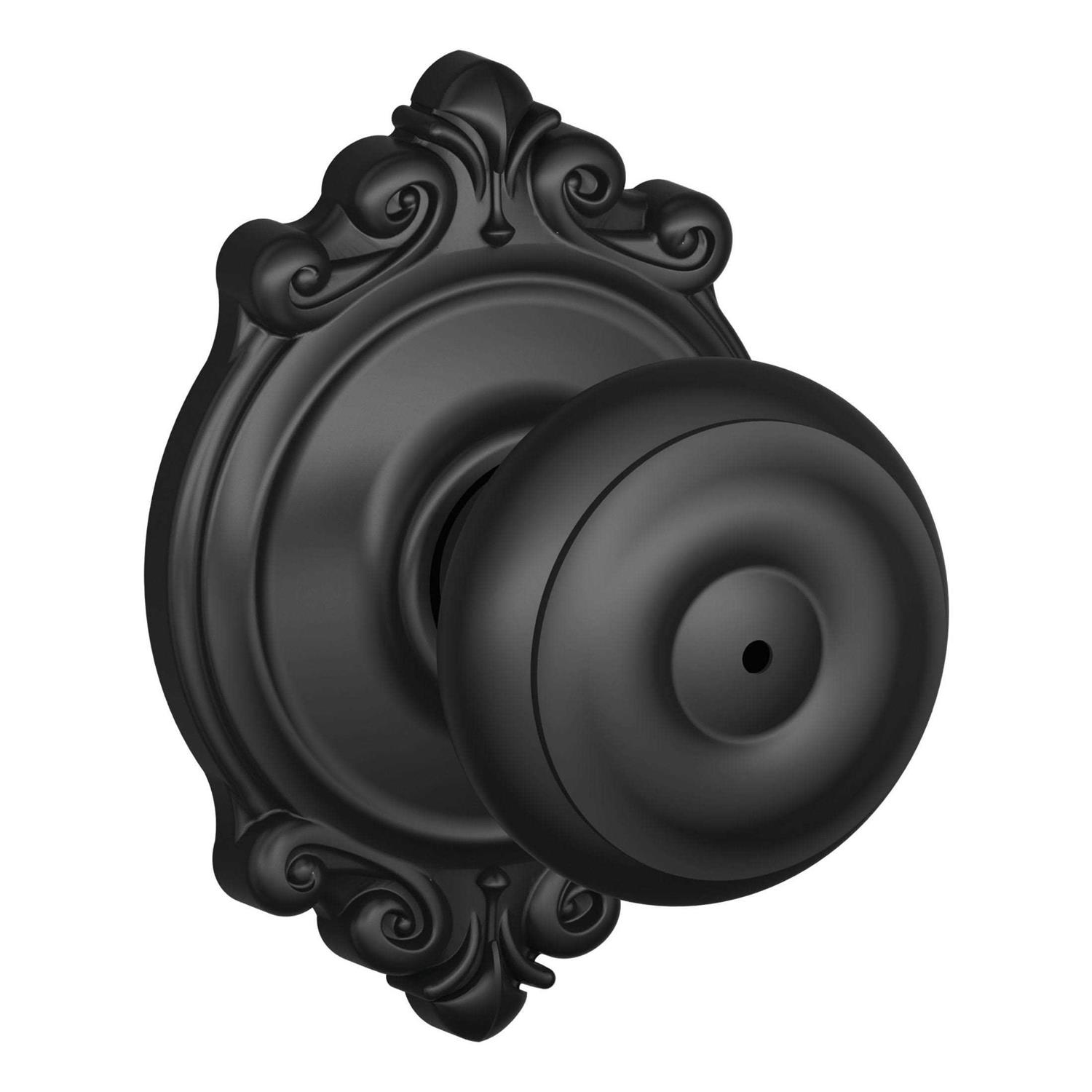 Schlage Georgian Privacy Door Knob Set with Decorative Brookshire Trim F40GEO - Zenithce
