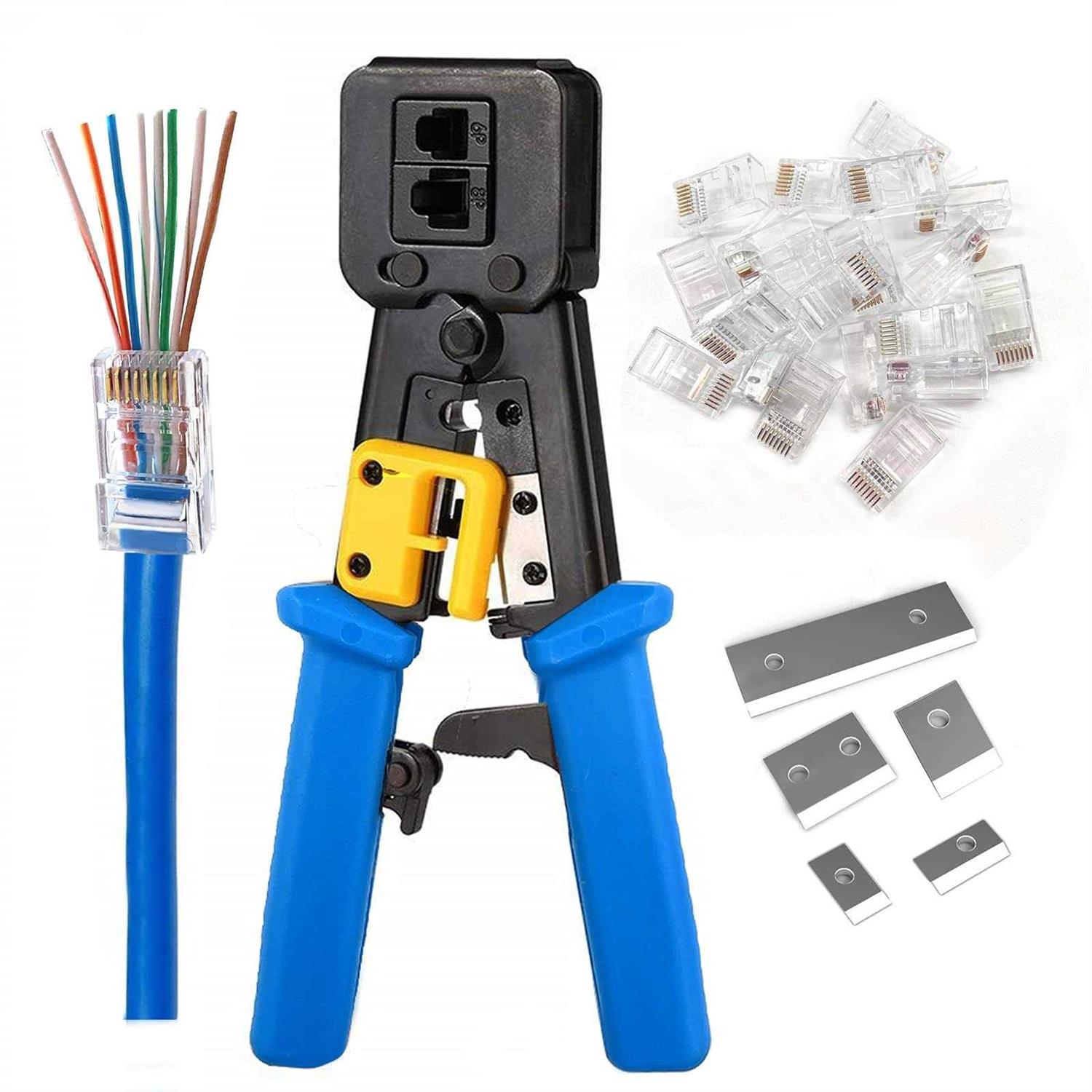 Petechtool Rj45 Cat6 Cat5 Connectors Ends Gold Plated 8p8c Ethernet Pass Through Plug - Zenithce