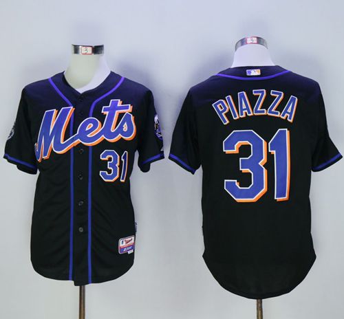 Mets #31 Mike Piazza Black 2016 Hall Of Fame Patch Stitched Jersey - Zenithce