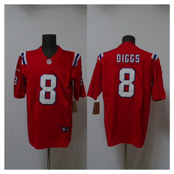 New England Patriots #8 Stefon Diggs Red 2025 Vapor Limited Stitched Jersey - Zenithce