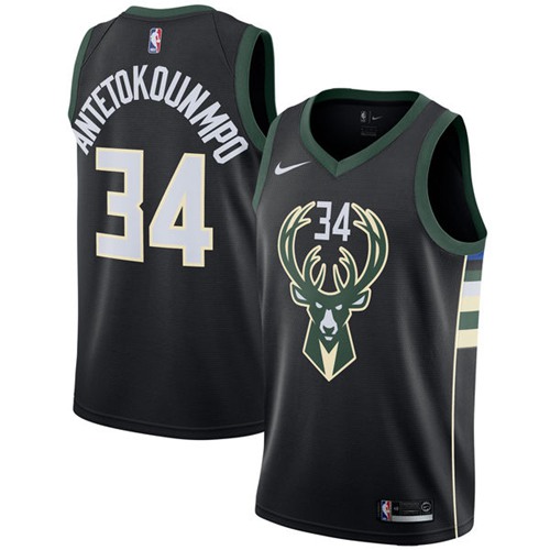 Bucks #34 Giannis Antetokounmpo Black Statement Edition Swingman Jersey - Zenithce