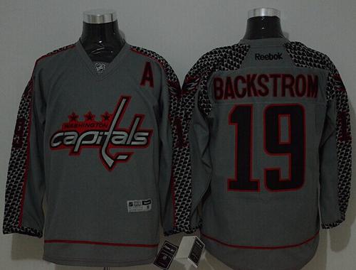 Capitals #19 Nicklas Backstrom Charcoal Cross Check Fashion Stitched Jersey - Zenithce