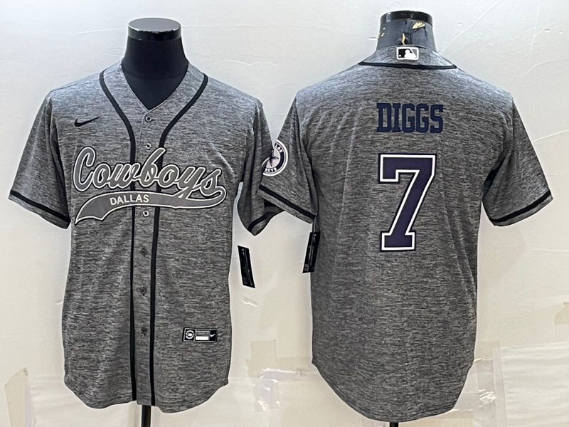 Dallas Cowboys #7 Trevon Diggs Grey With Patch Cool Base Stitched Baseball Jersey - Zenithce