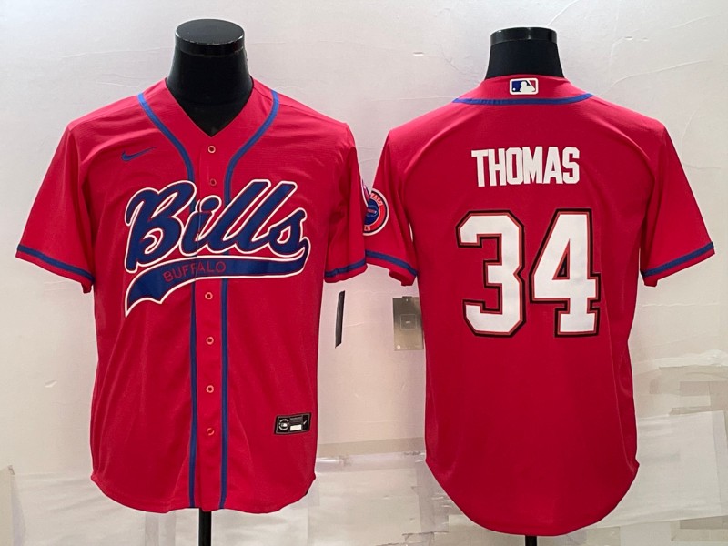Buffalo Bills #34 Thurman Thomas Red With Patch Cool Base Stitched Jersey - Zenithce