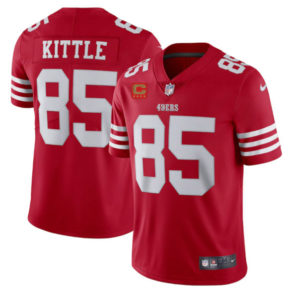 San Francisco 49ers 2022 #85 George Kittle Red New Scarlet With 4-Star C Patch Vapor Untouchable Limited Stitched Football Jersey - Zenithce
