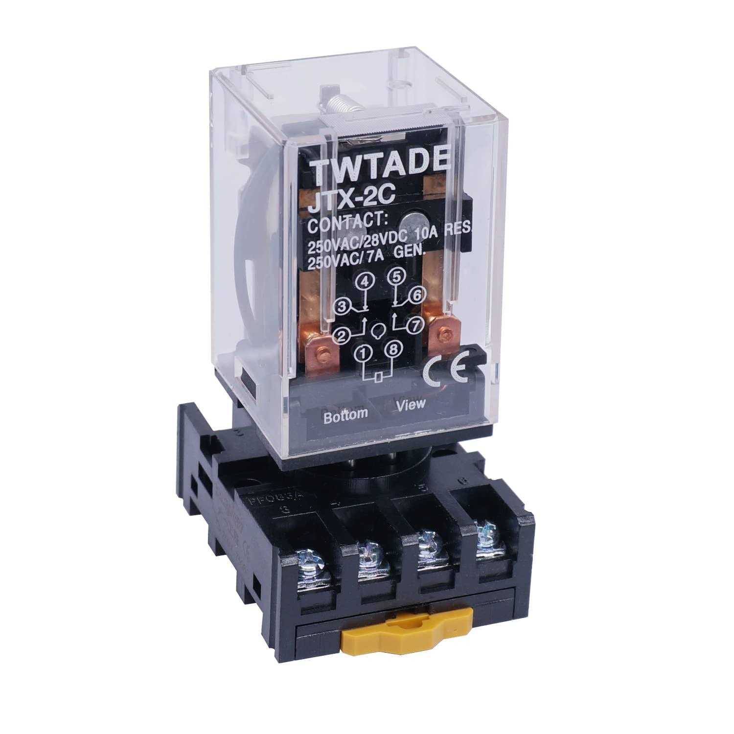 TWTADE/JTX-2C MK2P-I DPDT Power Relay with Plug-in Terminal Socket Base - Zenithce