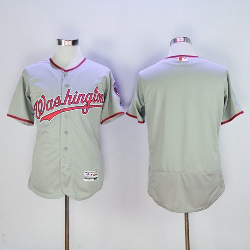 Nationals Blank Grey Flexbase Authentic Collection Stitched Jersey - Zenithce