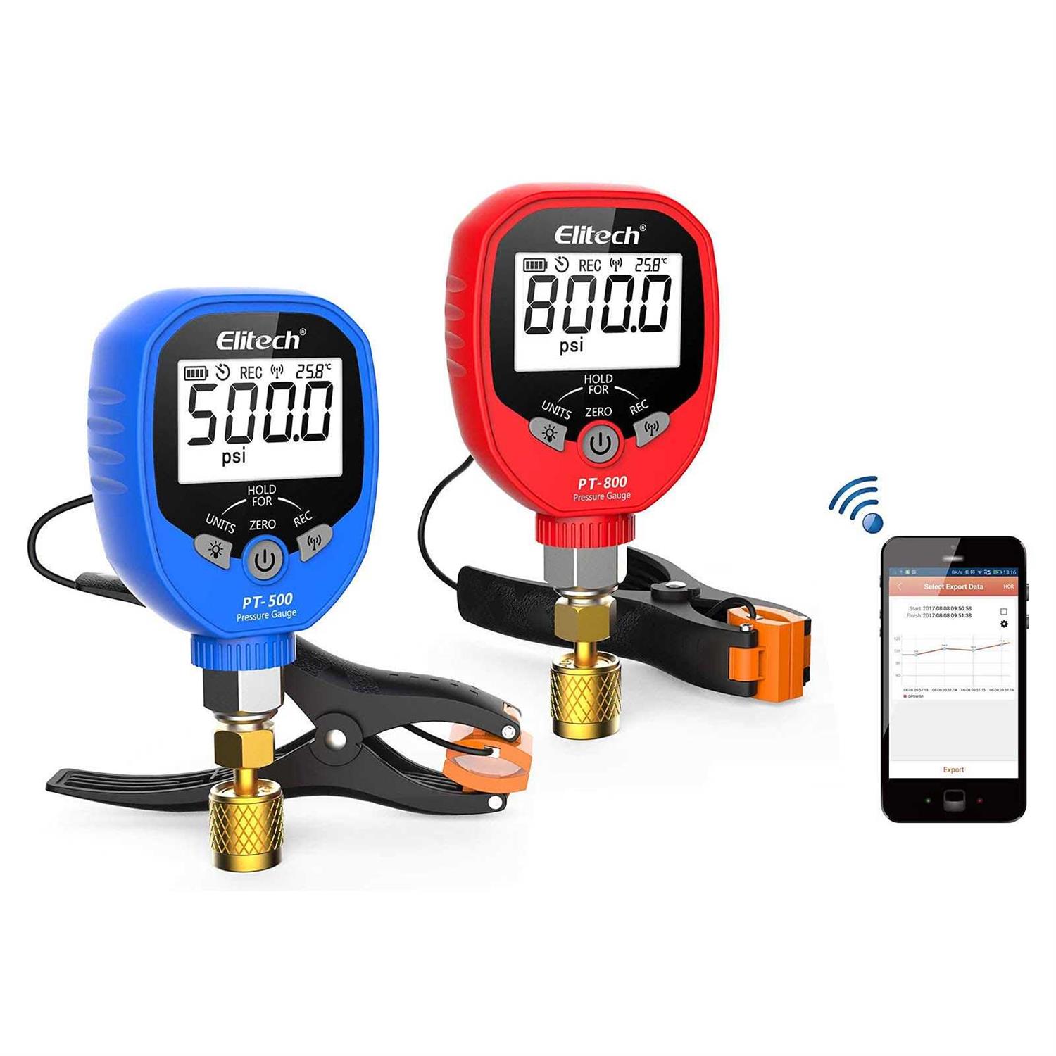 Elitech Pgw-500 Wireless Digital Pressure Gauge Hvac 87 Refrigerants - Zenithce