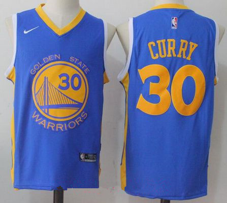 Golden State Warriors #30 Stephen Curry Royal Blue 2017-2018 Swingman Stitched Jersey - Zenithce