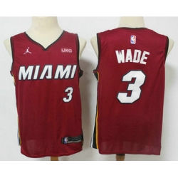 Miami Heat 3 Dwyane Wade Red 2020 Brand Jordan Swingman Stitched Jersey With The NEW Sponsor Logo - Zenithce