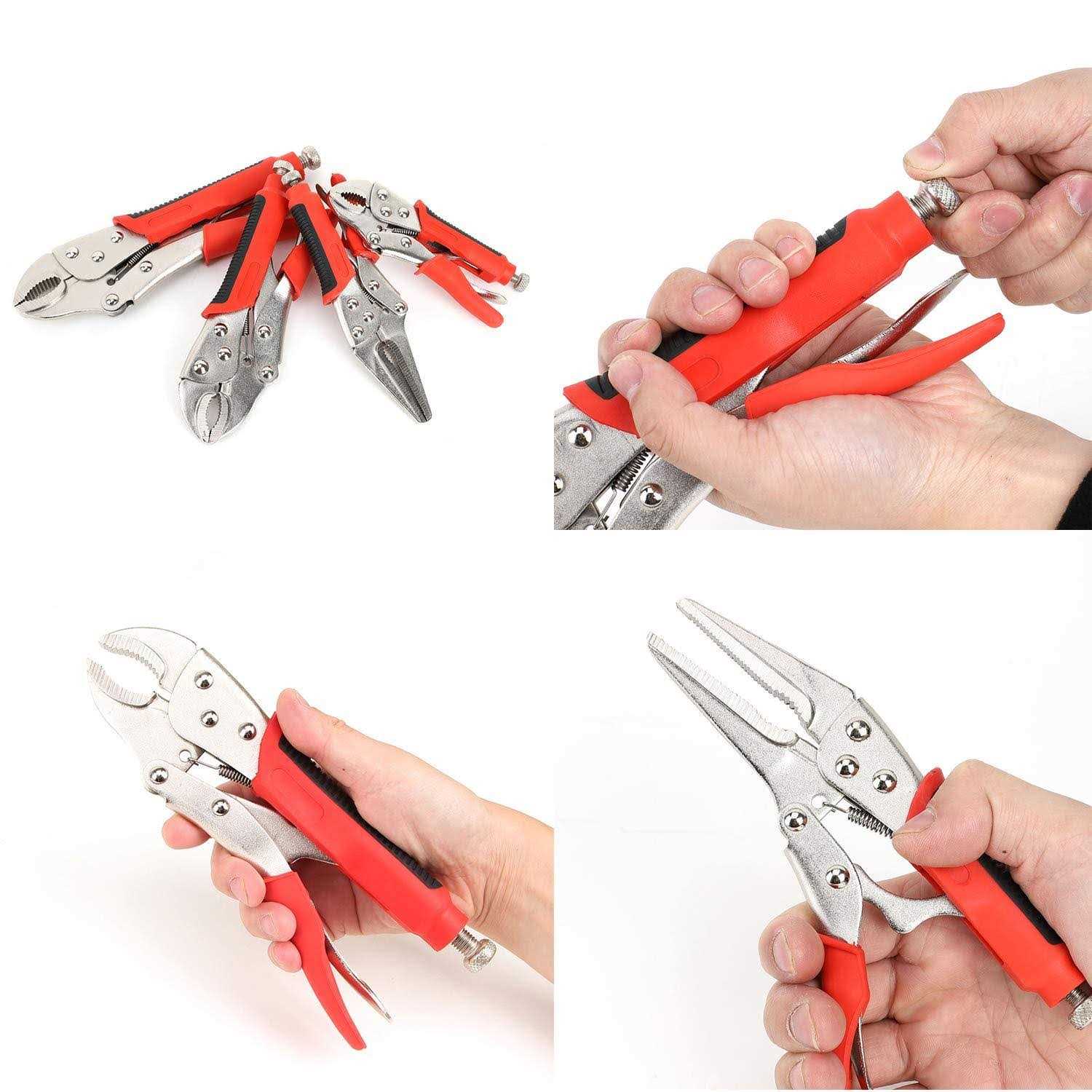fastpro 4-piece Locking Pliers Set 5, 7 and 10 Curved Jaw Locking Pliers - Zenithce
