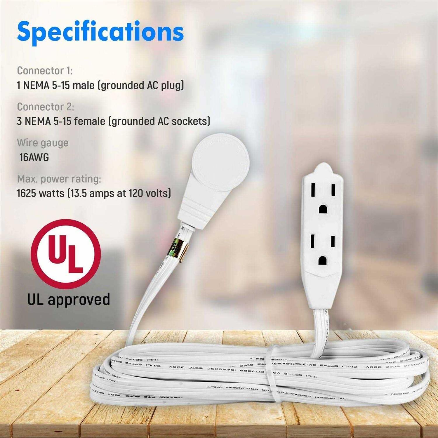 Maximm Cable Rotating Flat Plug Extension Cord/Wire - Zenithce