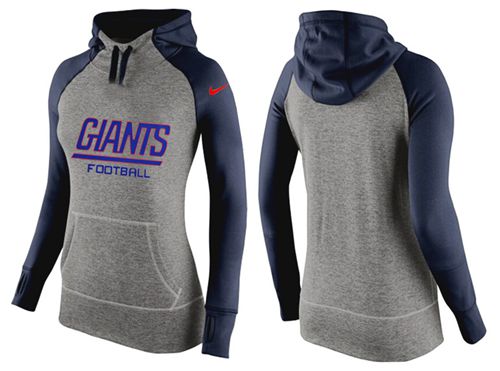 Women's Nike New York Giants Performance Hoodie Grey   Dark Blue - Zenithce