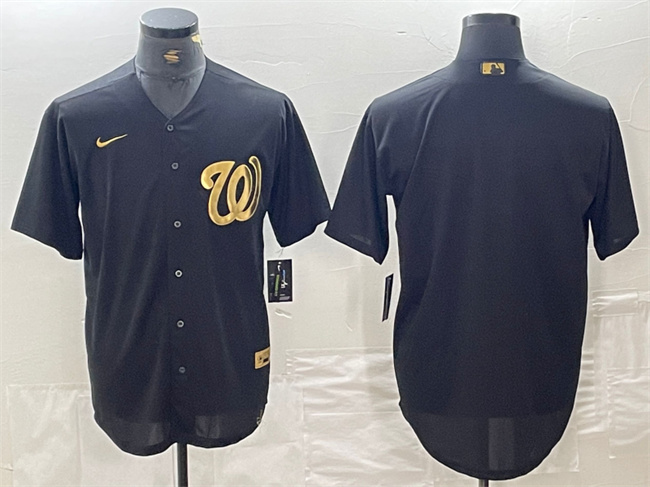 Washington Nationals Blank Black Logo Cool Base Stitched Jersey - Zenithce