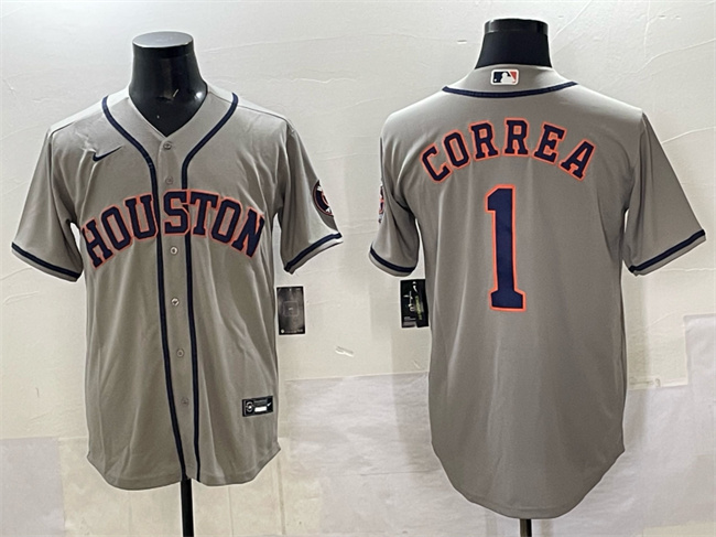 Houston Astros #1 Carlos Correa Gray Cool Base Stitched Jersey - Zenithce