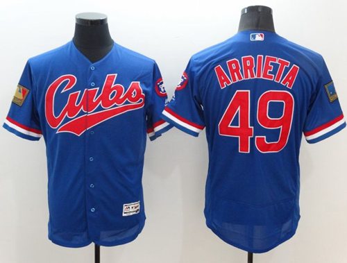 Cubs #49 Jake Arrieta Blue Flexbase Authentic Collection 1994 Turn Back The Clock Stitched Jersey - Zenithce