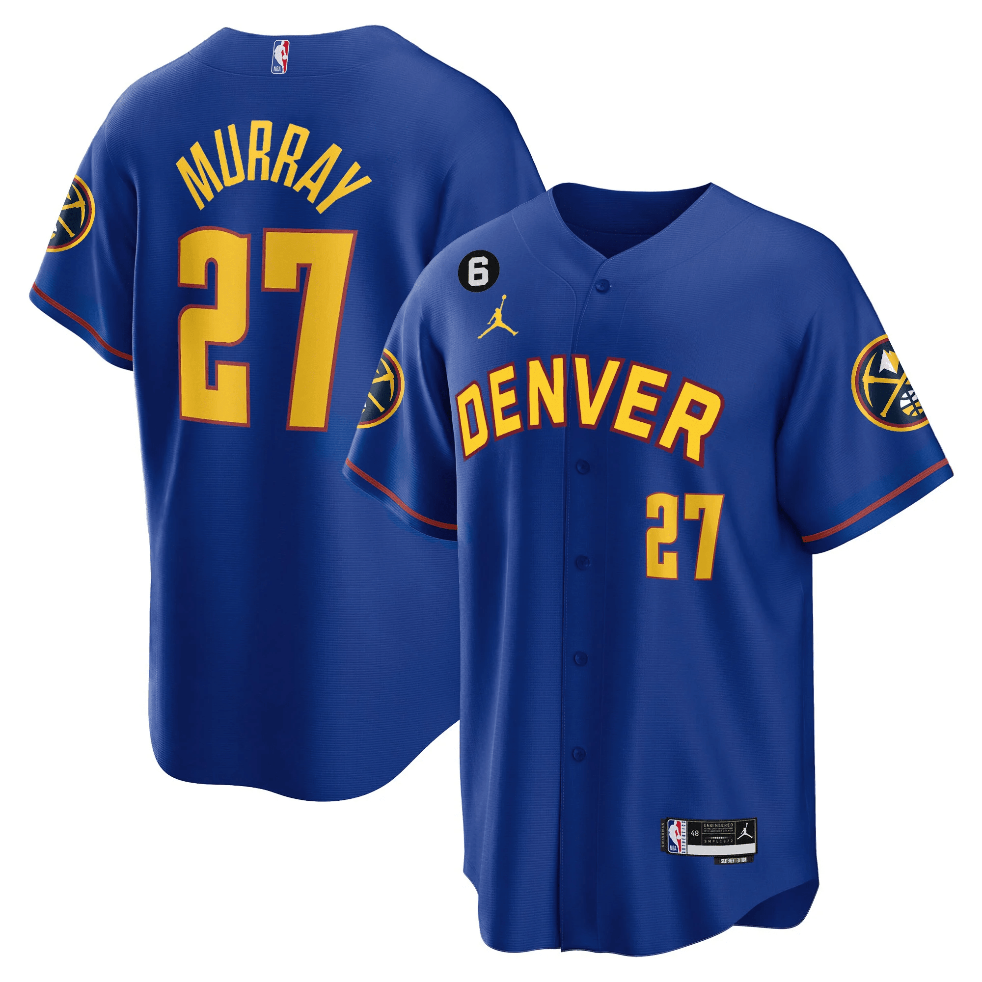 Denver Nuggets #27 Jamal Murray Blue With No.6 Patch Cool Base Stitched Jersey - Zenithce