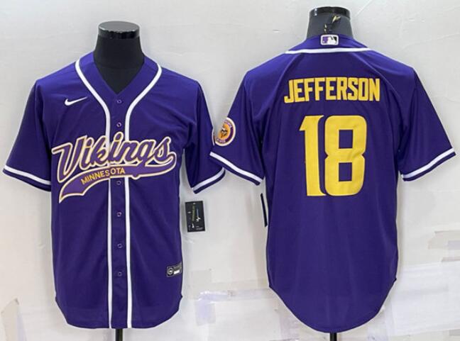 Minnesota Vikings Custom Purple Gold With Patch Cool Base Stitched Jersey - Zenithce