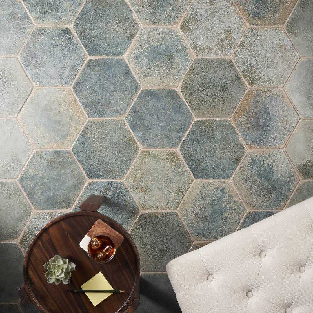 Mandalay Hex 9.13 in. x 10.51 in. Polished Concrete Look Porcelain Floor and Wall Tile Ivy Hill Tile - Zenithce