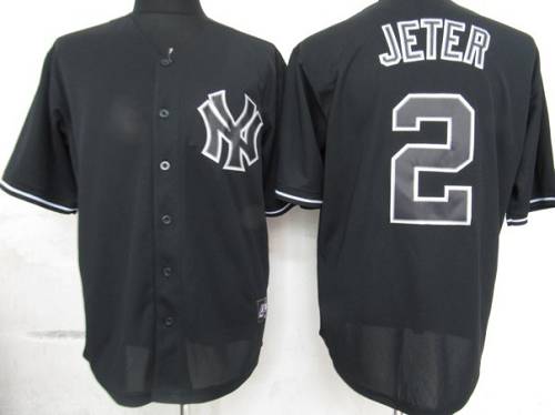 Yankees #2 Derek Jeter Black Fashion Stitched Jersey - Zenithce