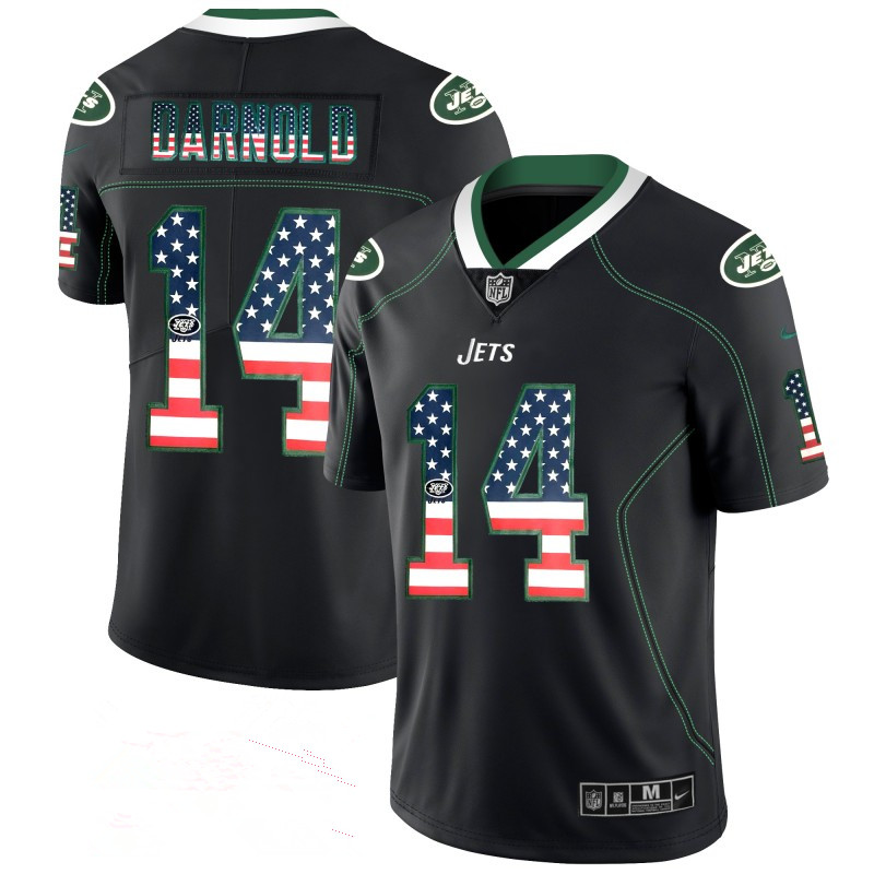 New York Jets #14 Sam Darnold 2018 Black USA Flag Color Rush Limited Fashion Stitched Jersey - Zenithce