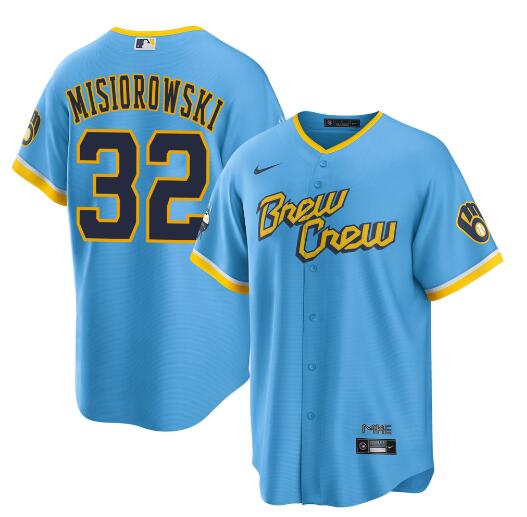 Milwaukee Brewers #32 Jacob Misiorowski Powder Blue City Connect Cool Base Stitched Jersey - Zenithce