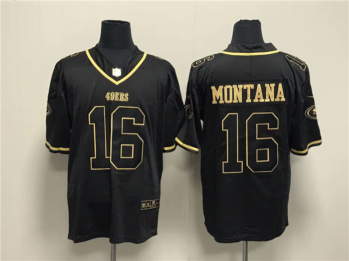 San Francisco 49ers #16 Joe Montana Black Gold Stitched Jersey - Zenithce