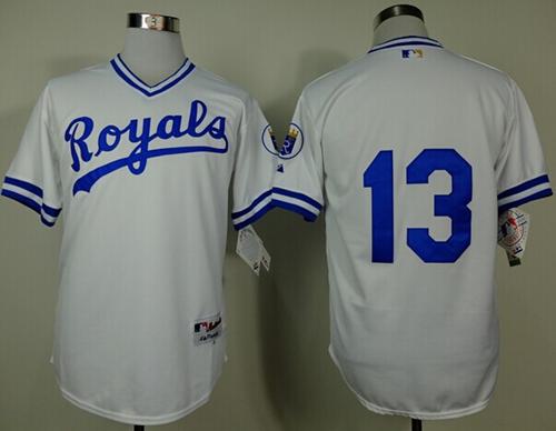 Royals #13 Salvador Perez White 1974 Turn Back The Clock Stitched Jersey - Zenithce