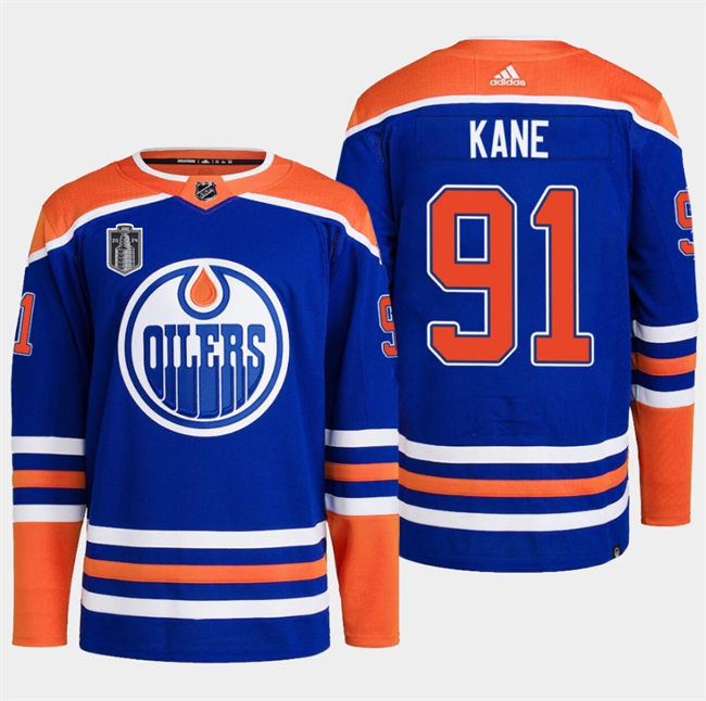 Edmonton Oilers #91 Evander Kane Royal 2024 Stanley Cup Final Patch Stitched Jersey - Zenithce