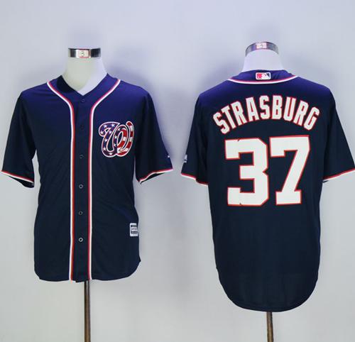 Nationals #37 Stephen Strasburg Navy Blue New Cool Base Stitched Jersey - Zenithce