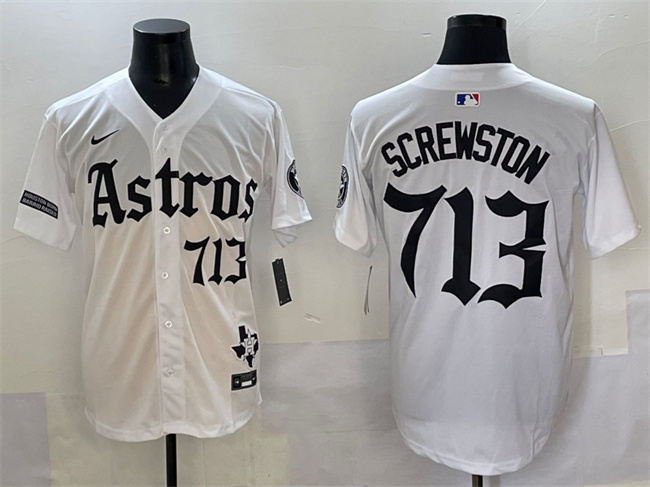 Houston Astros #713 Screwston White Gothic 'Houston Born Barrio Raised' Limited Stitched Jersey - Zenithce