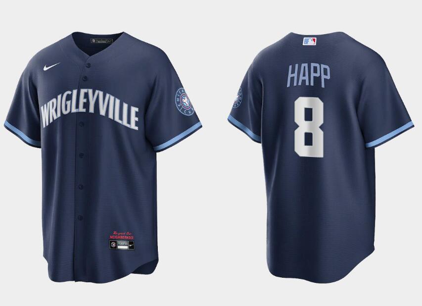 Chicago Cubs #8 Ian Happ Navy City Connect Cool Base Stitched Jersey - Zenithce
