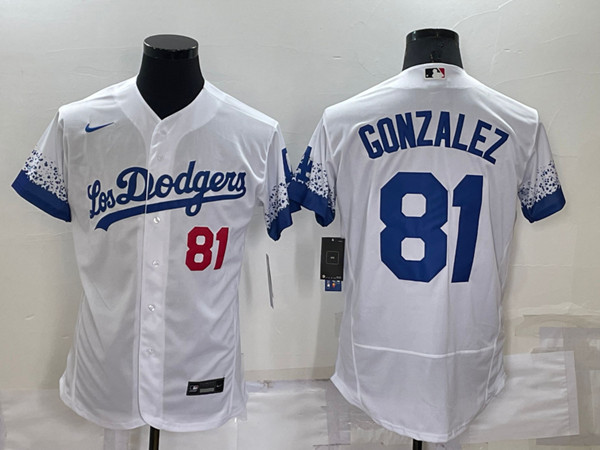 Los Angeles Dodgers #81 Victor Gonzalez White City Connect Flex Base Stitched Baseball Jersey - Zenithce