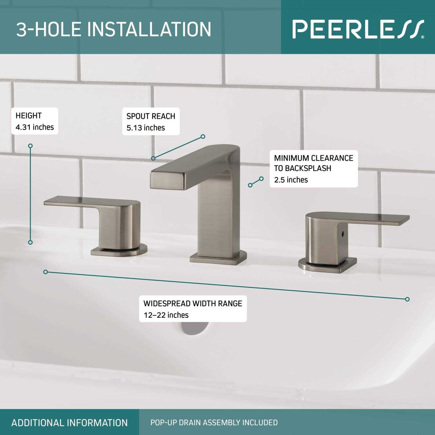 Peerless Xander Two-Handle Widespread Bathroom Faucet P3519LF - Zenithce