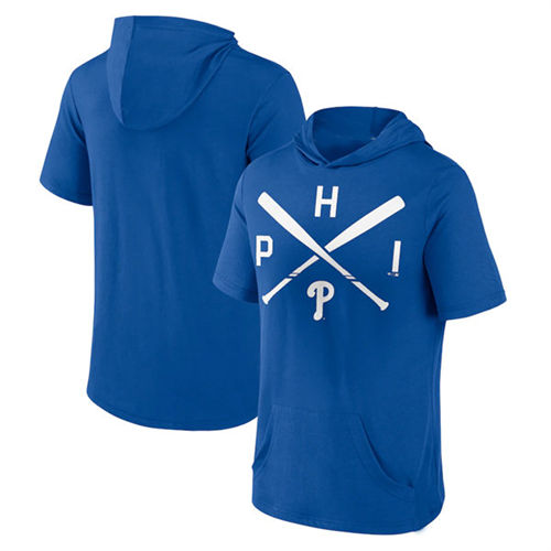 Philadelphia Phillies Blue Short Sleeve Pullover Hoodie - Zenithce
