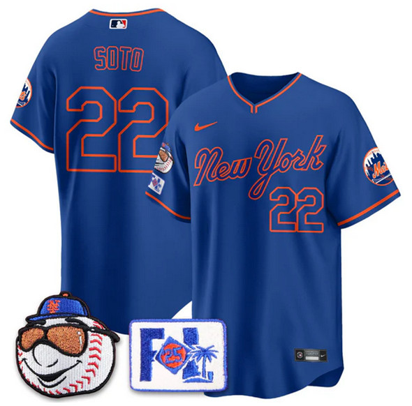 New York Mets #22 Juan Soto Blue Road 2025 Spring Training Stitched Jersey - Zenithce